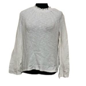 Madewell Texture & Thread Minimalist Boxy Smocked Bell Sleeve Neutral Top Size M